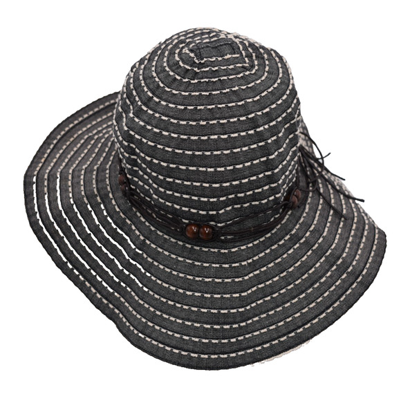 REI Womens Gray Striped Cotton Blend Floppy Wide Brim Sun Hat -- L / XL - Picture 2 of 6